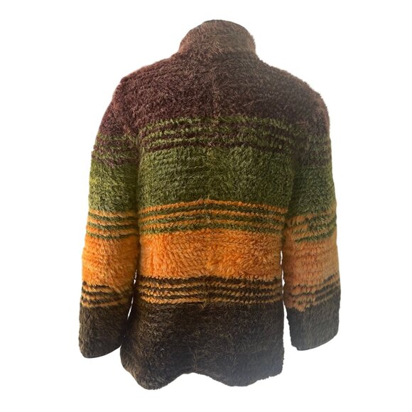 Vintage Womens Jacket Size Medium Multicolor Knitted Fur Leather Trim Custom - Picture 5 of 12